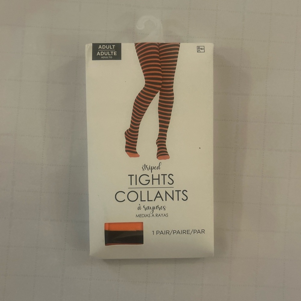 BLACK ORANGE  STRIPE TIGHTS STOCKINGS